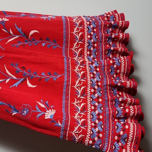 ANTHROPOLOGIE AKEMI + KIN "Lila" Embroidered Linen Blend Floral Dress Size XS - Picture 9 of 16